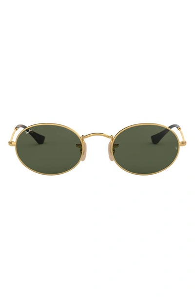 Shop Ray Ban 48mm Oval Sunglasses In Gold Green