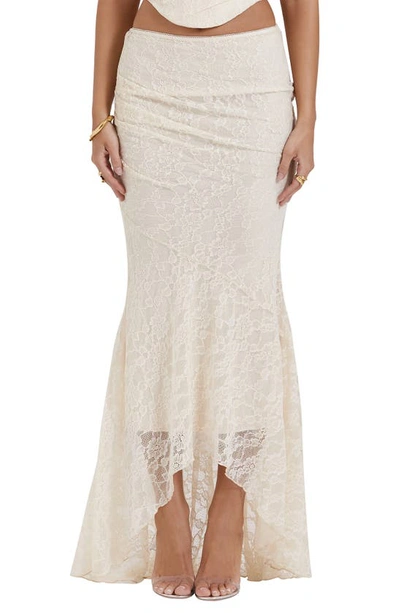 Shop House Of Cb Therese Floral Lace Maxi Skirt In Vintage Cream