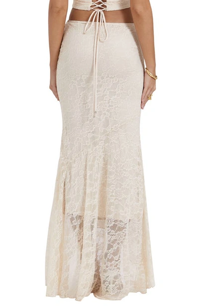 Shop House Of Cb Therese Floral Lace Maxi Skirt In Vintage Cream