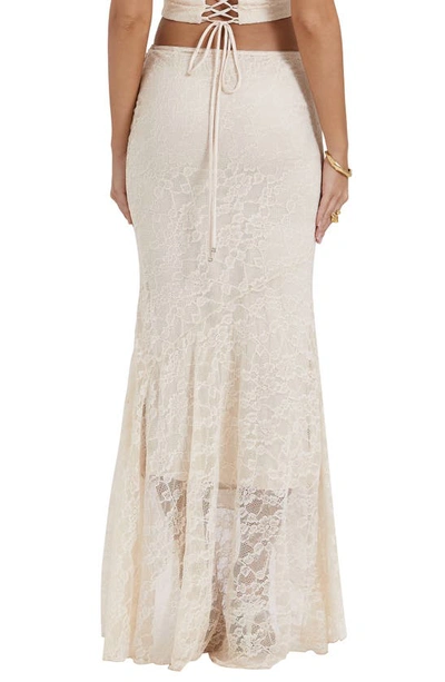 House Of Cb Therese Floral Lace Maxi Skirt In Vintage Cream