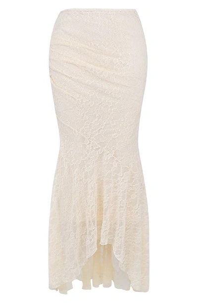 Shop House Of Cb Therese Floral Lace Maxi Skirt In Vintage Cream