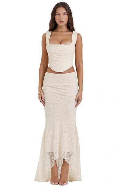 Shop House Of Cb Therese Floral Lace Maxi Skirt In Vintage Cream