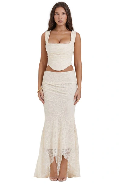 House Of Cb Therese Floral Lace Maxi Skirt In Vintage Cream