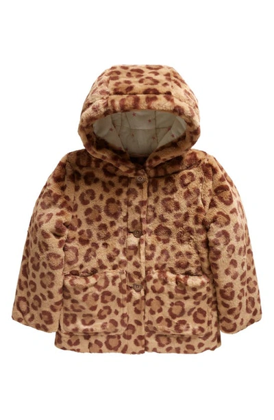 Shop Mini Boden Kids' Leopard Print Faux Fur Hooded Coat In Large Leopard