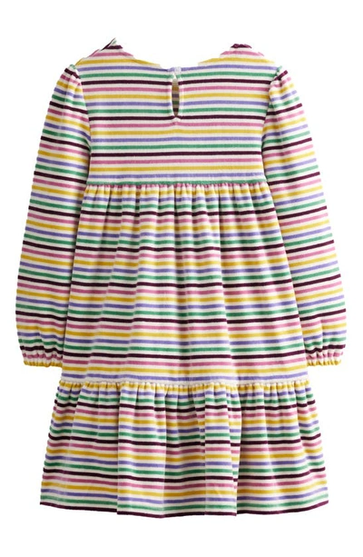 Shop Mini Boden Kids' Tiered Velour Dress In Teacup Pink Rainbow