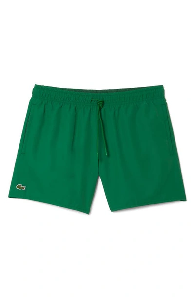 Shop Lacoste Recycled Polyester Swim Trunks In Khi Roquette/ Vert