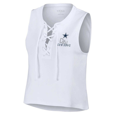 Shop Wear By Erin Andrews White Dallas Cowboys Lace-up Tank Top