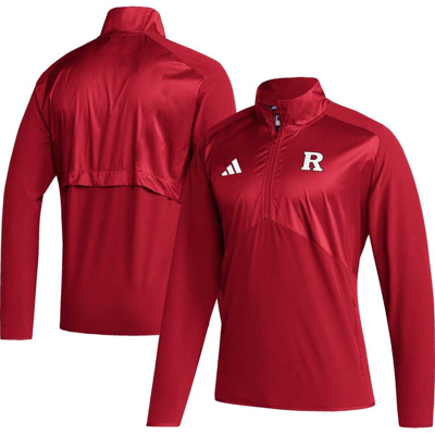Shop Adidas Originals Adidas Scarlet Rutgers Scarlet Knights Sideline Aeroready Raglan Sleeve Quarter-zip Jacket