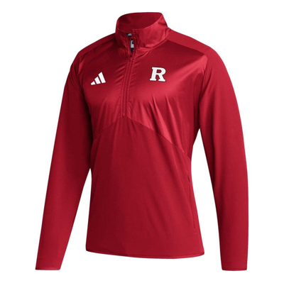Shop Adidas Originals Adidas Scarlet Rutgers Scarlet Knights Sideline Aeroready Raglan Sleeve Quarter-zip Jacket