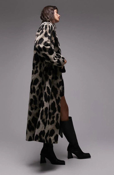 Shop Topshop Leopard Spot Faux Fur Coat In Brown