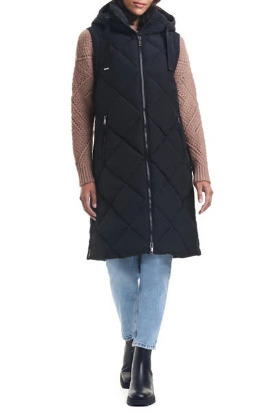Shop Sanctuary Longline Hooded Puffer Coat With Removable Sleeves In Black