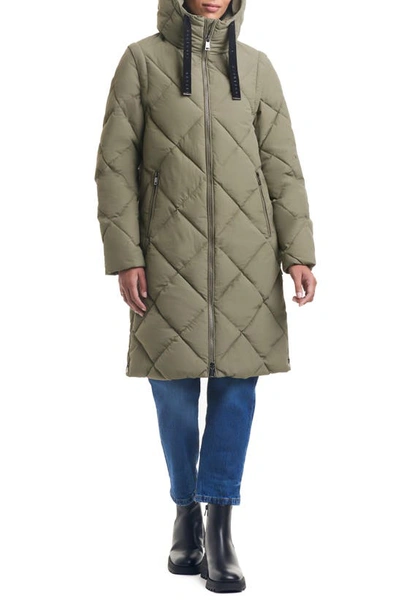 Shop Sanctuary Longline Hooded Puffer Coat With Removable Sleeves In Sage