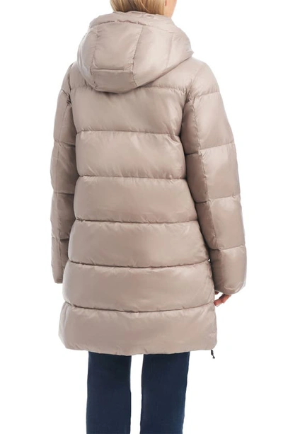 Shop Sanctuary Hooded Puffer Coat In Taupe