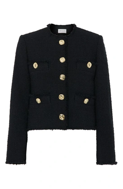 Shop Milly Reign Bouclé Jacket In Black