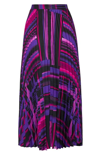 Shop Milly Otha Pleated Midi Skirt In Purple Multi