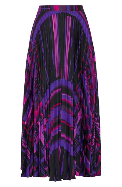 Shop Milly Otha Pleated Midi Skirt In Purple Multi