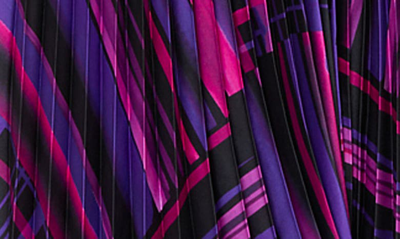 Milly Otha Pleated Geometric-print Midi Skirt In Purple Multi