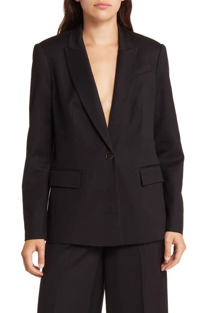 Shop Milly Alexa One-button Twill Jacket In Black