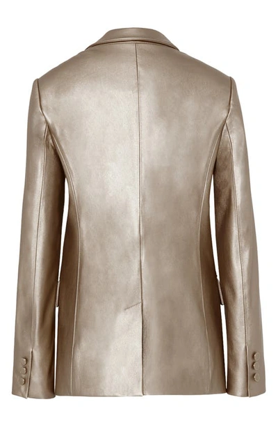 Shop Milly Alexa Crinkled Faux Leather Blazer In Silver