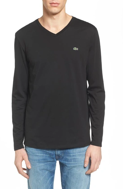 Shop Lacoste Regular Fit Long Sleeve T-shirt In Black