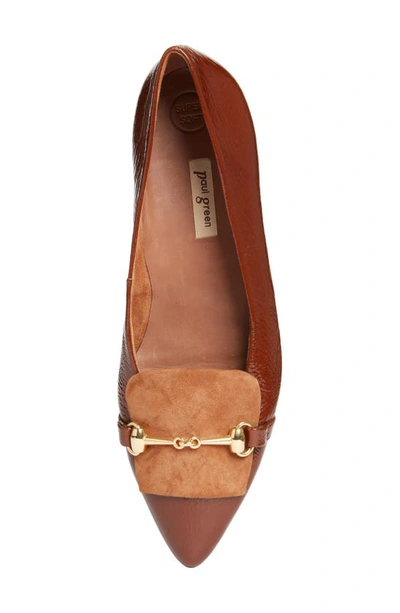 Shop Paul Green Selena Pointed Toe Flat In Cuoio Combo