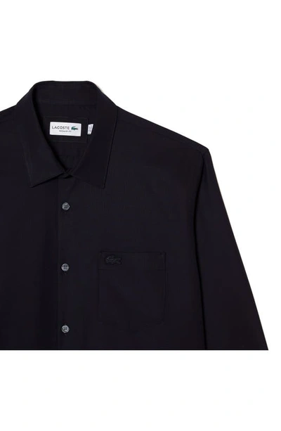 Shop Lacoste Regular Fit Solid Poplin Button-up Shirt In Hde Abimes
