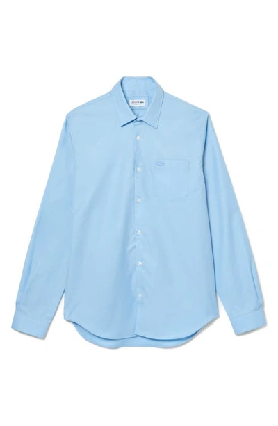 Shop Lacoste Regular Fit Solid Poplin Button-up Shirt In Hbp Panorama
