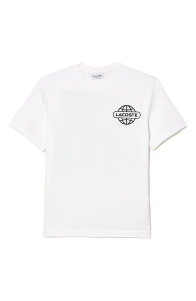 Shop Lacoste Relaxed Fit Logo Cotton Graphic T-shirt In Blanc