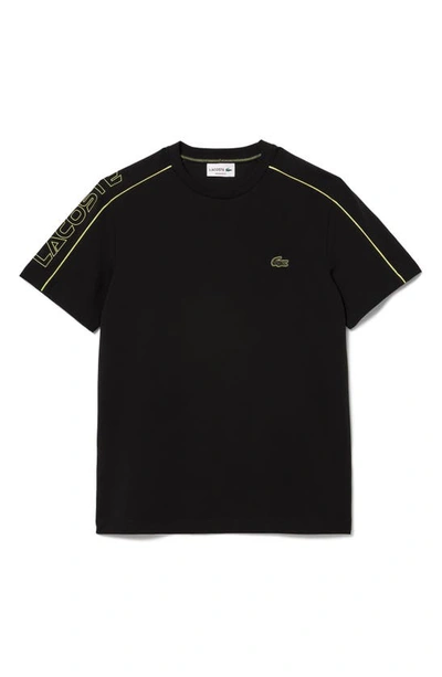 Shop Lacoste Shoulder Logo T-shirt In 6vt Noir/ Limeira
