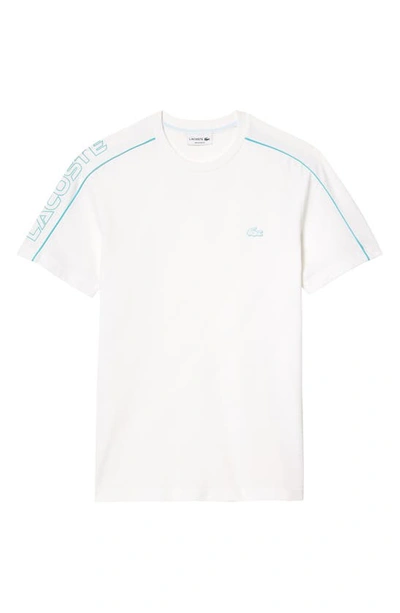 Shop Lacoste Shoulder Logo T-shirt In Blanc/ Anse