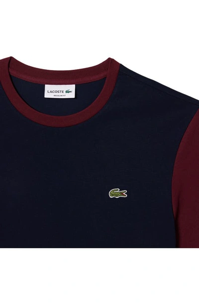 Shop Lacoste Regular Fit Colorblock Cotton T-shirt In Marine/ Zinc