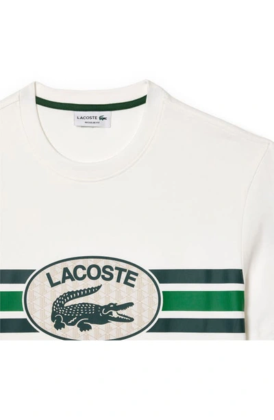Shop Lacoste Chest Stripe Graphic T-shirt In Farine