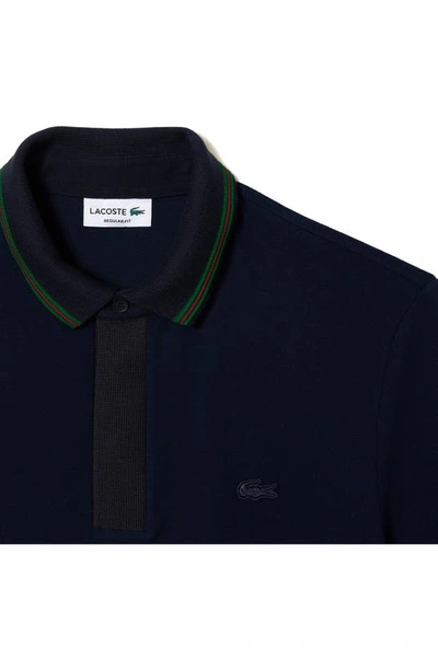 Lacoste Stretch Pique Short-sleeve Slim Fit Polo Shirt In Black