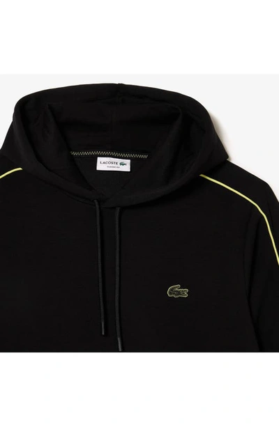 Shop Lacoste Double Face Hoodie In Noir/ Limeira