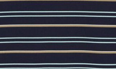 Shop Lacoste Stripe Stretch Polo Shirt In Navy Blue/ Pastille Mint
