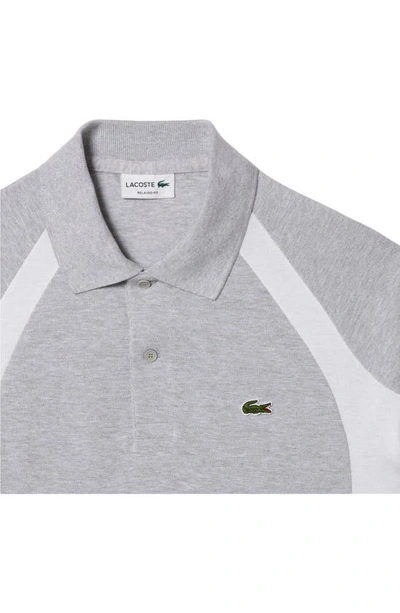 Shop Lacoste Relaxed Fit Stripe Cotton Piqué Polo In Silver Chine/ Black-white