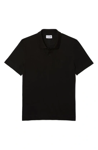 Shop Lacoste Solid Stretch Cotton Blend Polo Shirt In 031 Noir