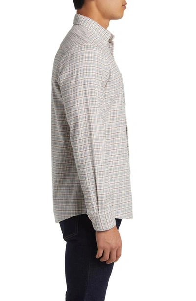 Shop Nordstrom Tech-smart Trim Fit Check Stretch Button-down Shirt In Ivory- Grey Fairview Check
