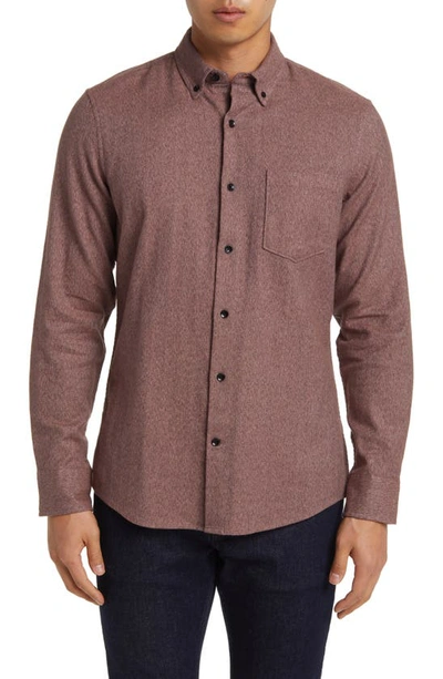 Nordstrom Tech-smart Trim Fit Check Stretch Button-down Shirt In Brown Nutmeg Ts Grindle