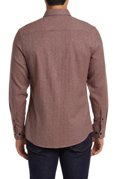 Nordstrom Tech-smart Trim Fit Check Stretch Button-down Shirt In Brown Nutmeg Ts Grindle