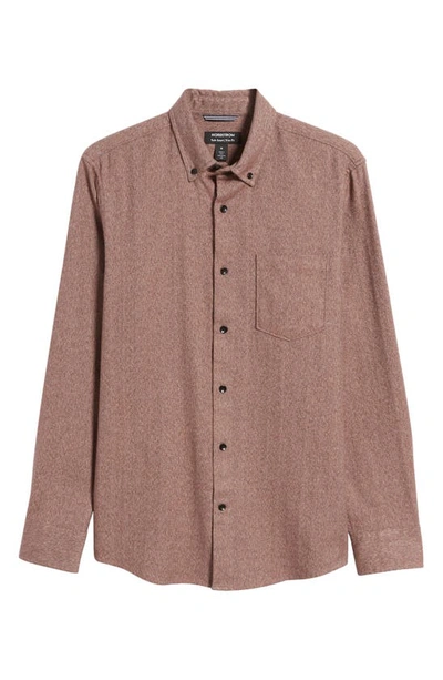 Nordstrom Tech-smart Trim Fit Check Stretch Button-down Shirt In Brown Nutmeg Ts Grindle