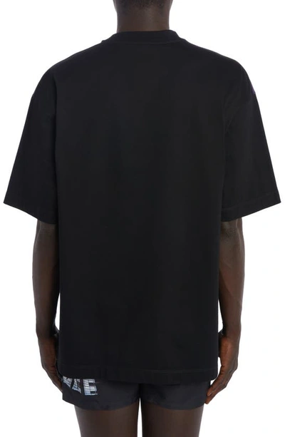 Shop Versace Logo Cotton Jersey Graphic T-shirt In Black Print