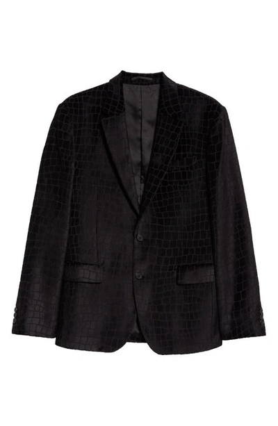 Shop Versace Croc Devoré Silk Blend Velvet Evening Jacket In Black