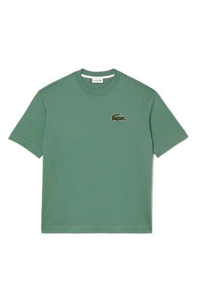 Shop Lacoste Loose Fit Crocodile Badge T-shirt In Ash Tree