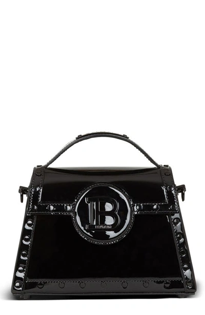 Shop Balmain B-buzz Dynasty Patent Leather Top Handle Bag In 0pa Black
