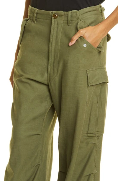 Shop R13 Wide Leg Cotton Cargo Pants In Olive