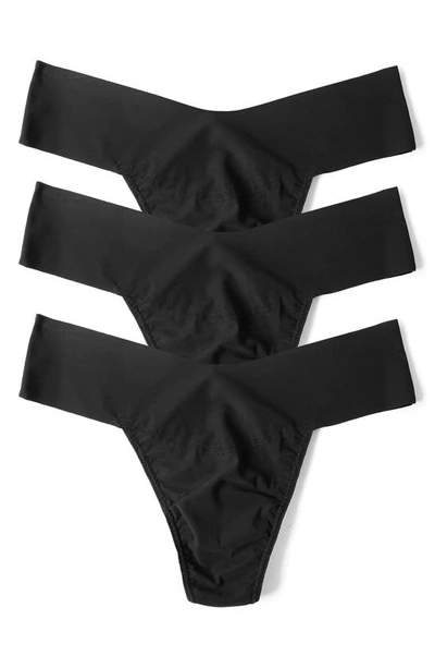Shop Hanky Panky Breathe Assorted 3-pack V-cut Thongs In Black