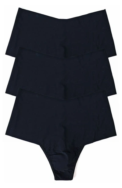 Shop Hanky Panky Breathe Assorted 3-pack High Waist Thongs In Black