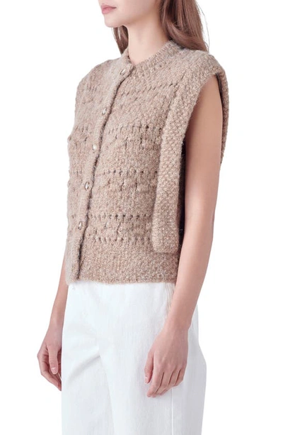 English Factory Textured Sweater Vest In Brown