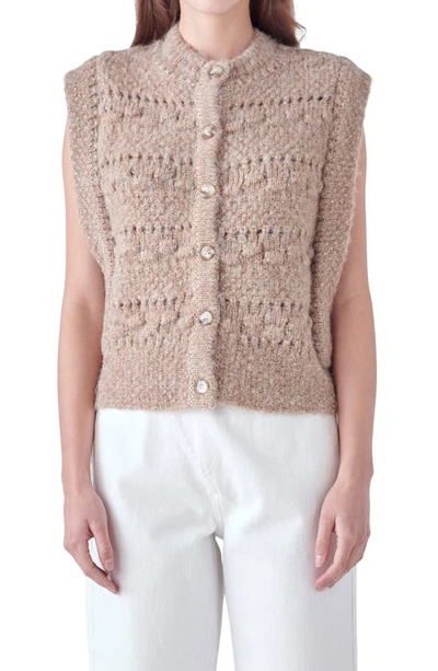English Factory Textured Sweater Vest In Brown